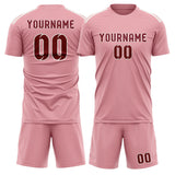 Custom Light Pink Crimson Red Soccer Jersey