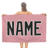 Custom Light Pink Black Beach Towel