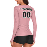 Custom Light Pink Black Women's Long-Sleeve Shirt