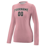 Custom Light Pink Black Women's Long-Sleeve Shirt
