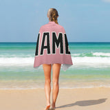 Custom Light Pink Black Beach Towel