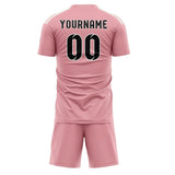 Custom Light Pink Black Soccer Jersey