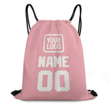 Custom Light Pink White Drawstring Bag