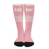 Custom Light Pink White Knee-High Sock