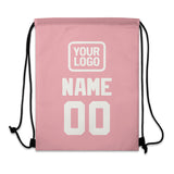 Custom Light Pink White Drawstring Bag