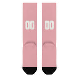 Custom Light Pink White Knee-High Sock