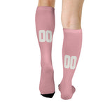 Custom Light Pink White Knee-High Sock