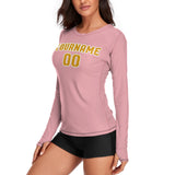 Custom Light Pink Yellow Women's Long-Sleeve Shirt