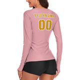 Custom Light Pink Yellow Women's Long-Sleeve Shirt