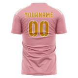 Custom Light Pink Yellow Soccer Jersey