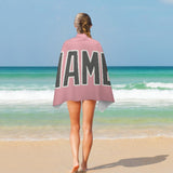 Custom Light Pink Dark Grey Beach Towel