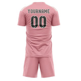 Custom Light Pink Dark Grey Soccer Jersey
