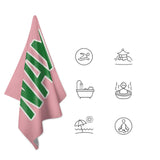 Custom Light Pink Emerald Green Beach Towel