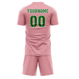 Custom Light Pink Emerald Green Soccer Jersey