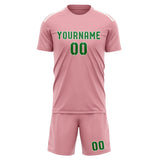 Custom Light Pink Emerald Green Soccer Jersey