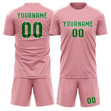Custom Light Pink Emerald Green Soccer Jersey