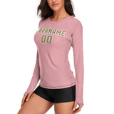 Custom Light Pink Light Khaki Women's Long-Sleeve Shirt