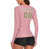 Custom Light Pink Light Khaki Women's Long-Sleeve Shirt