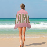 Custom Light Pink Light Khaki Beach Towel