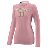 Custom Light Pink Light Khaki Women's Long-Sleeve Shirt