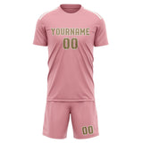 Custom Light Pink Light Khaki Soccer Jersey
