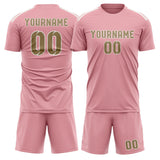 Custom Light Pink Light Khaki Soccer Jersey
