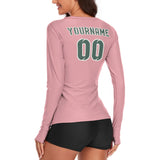 Custom Light Pink Blue Green Women's Long-Sleeve Shirt
