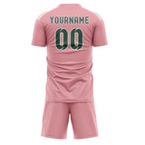 Custom Light Pink Blue Green Soccer Jersey