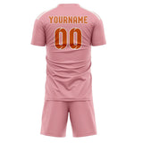 Custom Light Pink Orange Soccer Jersey