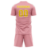 Custom Light Pink Gold Soccer Jersey