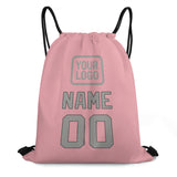 Custom Light Pink Gray Drawstring Bag