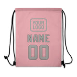 Custom Light Pink Gray Drawstring Bag