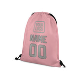 Custom Light Pink Gray Drawstring Bag