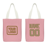 Custom Light Pink Light Khaki Canvas Tote Bag