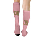 Custom Light Pink Light Khaki Knee-High Sock