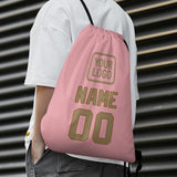 Custom Light Pink Light Khaki Drawstring Bag