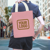 Custom Light Pink Light Khaki Canvas Tote Bag