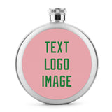 Custom Light Pink Emerald Green Hip Flask
