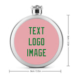 Custom Light Pink Emerald Green Hip Flask