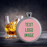 Custom Light Pink Emerald Green Hip Flask