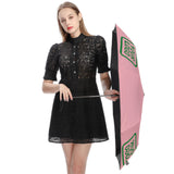 Custom Light Pink Emerald Green Automatic Umbrella