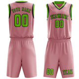 Custom Light Pink Emerald Green Basketball Set