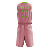Custom Light Pink Emerald Green Basketball Set