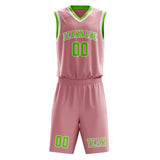Custom Light Pink Emerald Green Basketball Set