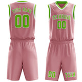 Custom Light Pink Emerald Green Basketball Set
