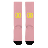 Custom Light Pink Light Yellow Knee-High Sock