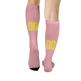 Custom Light Pink Light Yellow Knee-High Sock