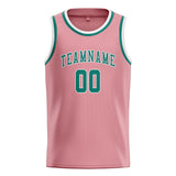 Custom Light Pink & Blue Green Colors Design Sports Basketball Jersey