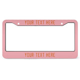 Custom Light Pink Orange License Plate Frame