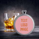 Custom Light Pink Orange Hip Flask